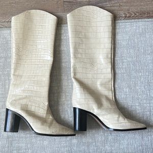 Schutz Maryana Block Crocodile-Embossed Leather Boot Size 9